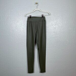 Offline by Aerie Women M Olive Green Faux Leather Leggings Real Luxe High Rise